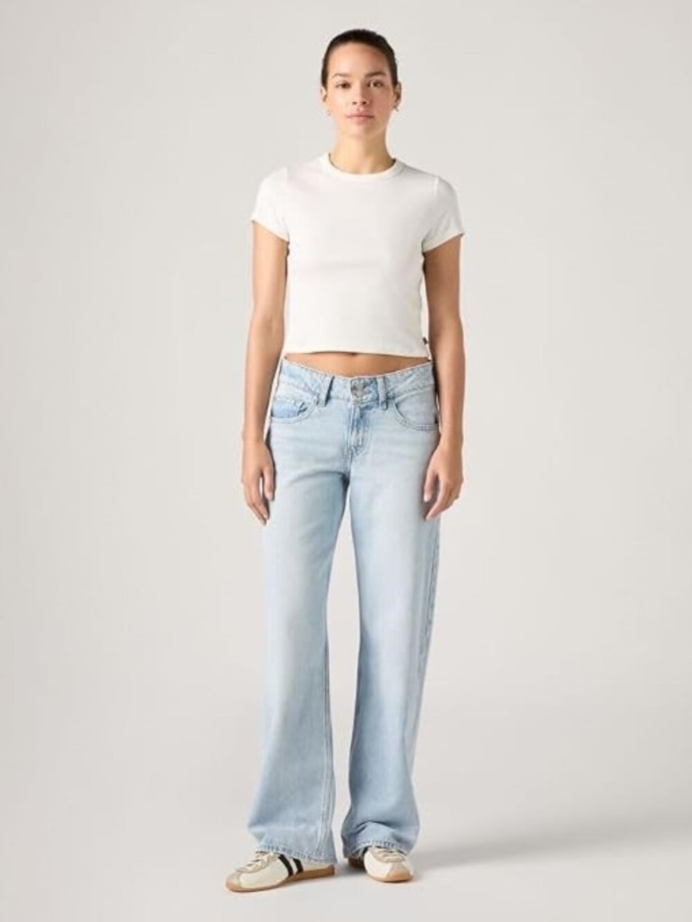 Women's Super-Low Double-Button Relaxed-Fit Denim Jeans Multiple Sizes